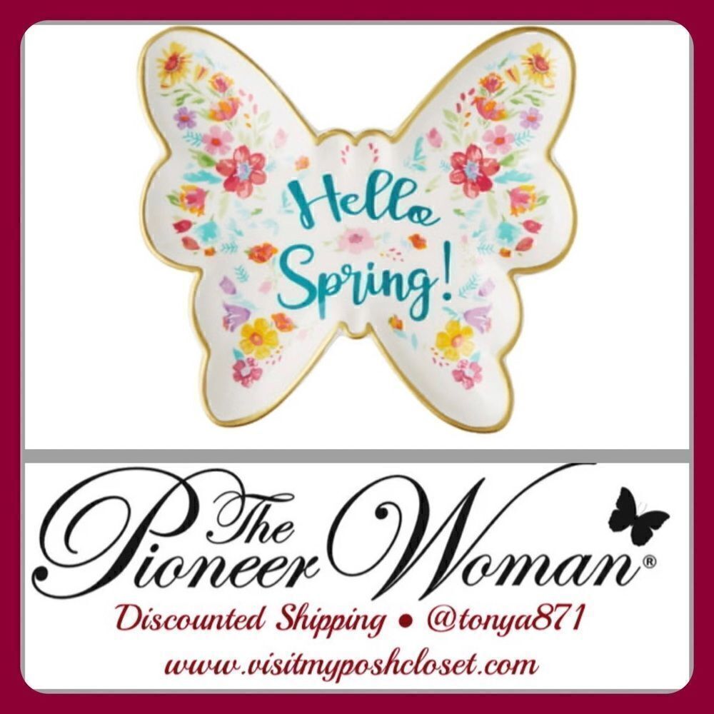 🦋 New Pioneer Woman Floral Ceramic Butterfly Trinket Tray